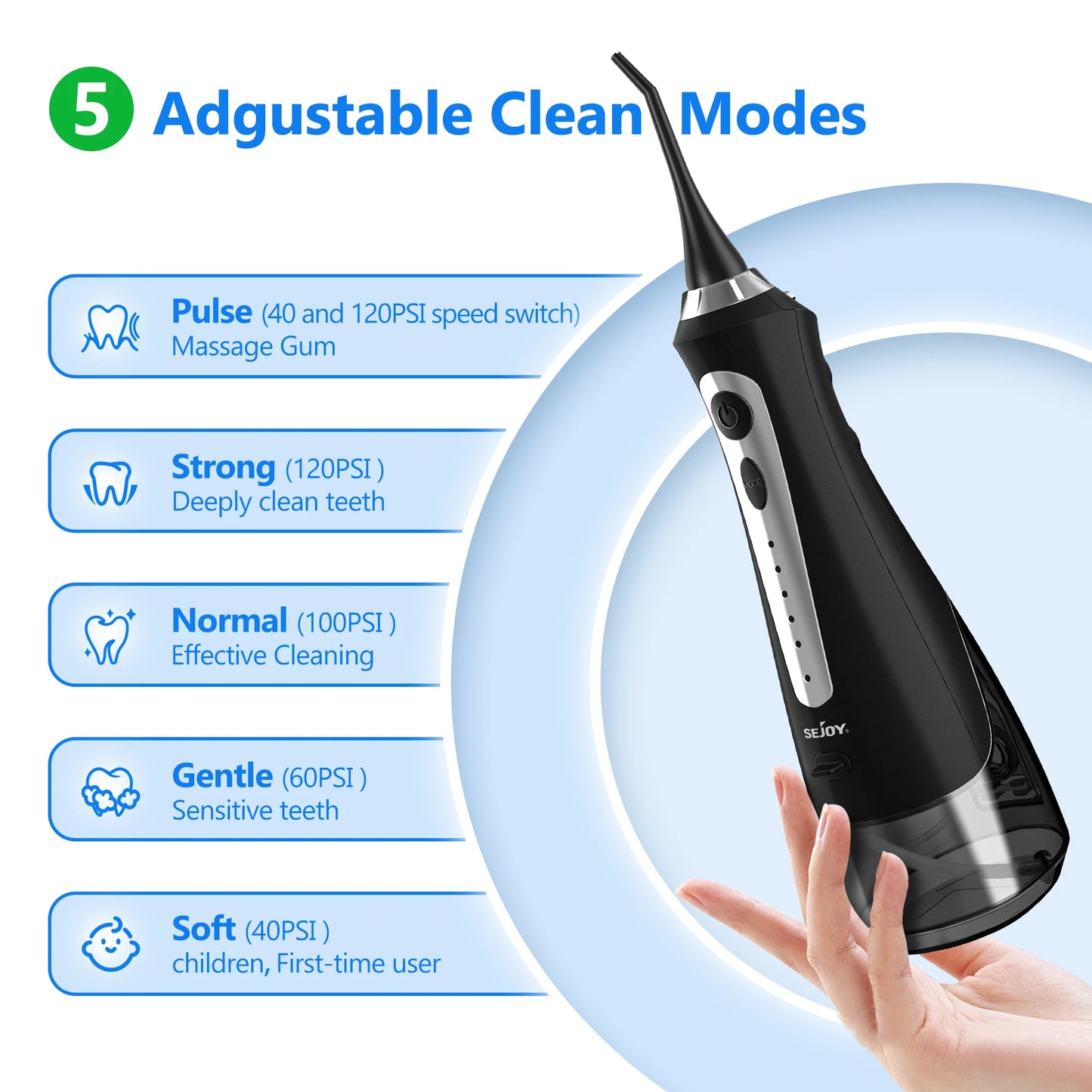 Sejoy Rechargeable Water Flosser Electric Toothbrush Set