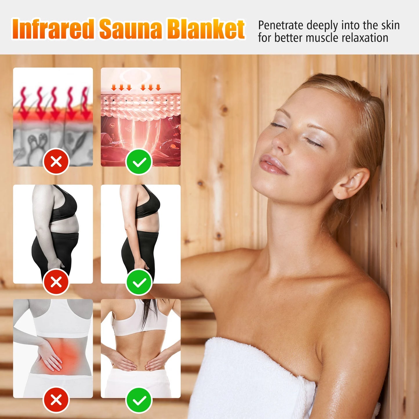 LIFEZEALCN Infrared Sauna Blanket With Sleeves 90-180 F Temperature