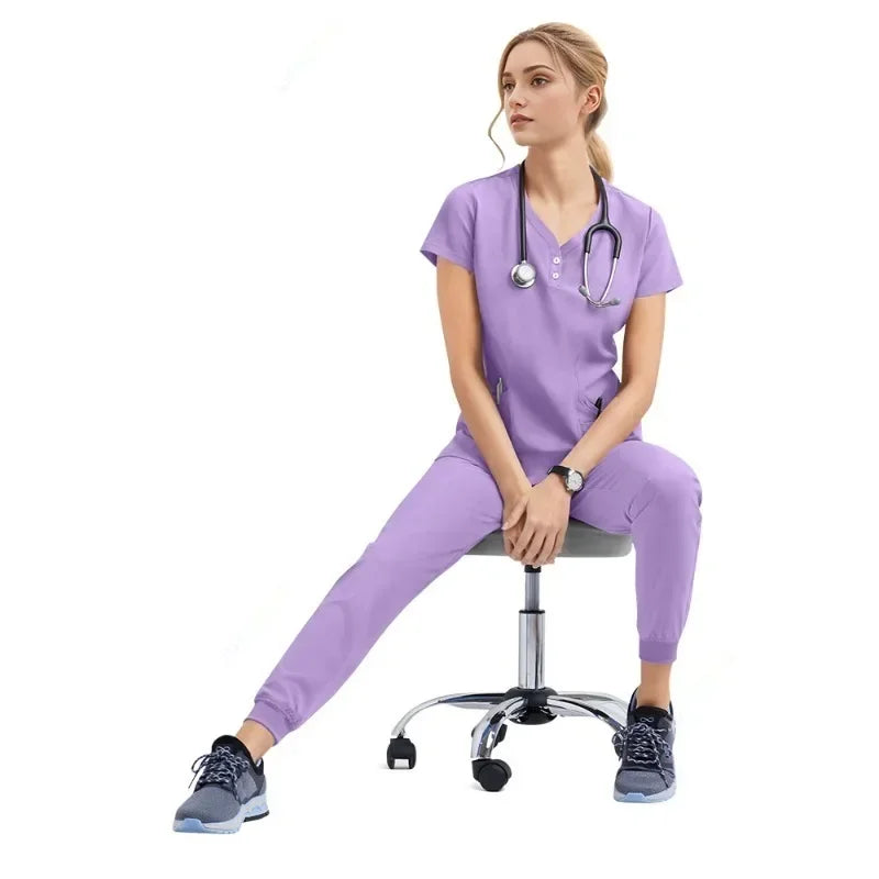 JUPAOPAOCN Nurse Scrubs Set Medical Uniform Women Jogger
