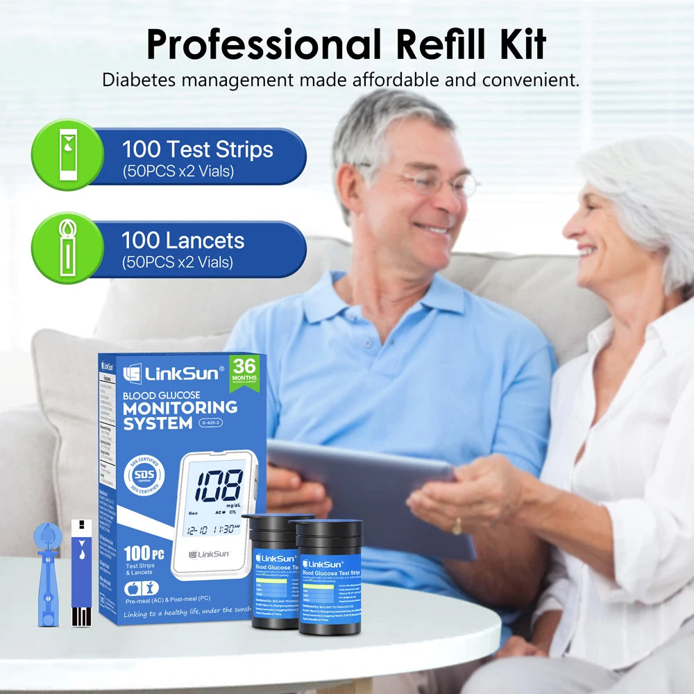Linksun G425 Glucometer Blood Glucose Monitor Complete Kit