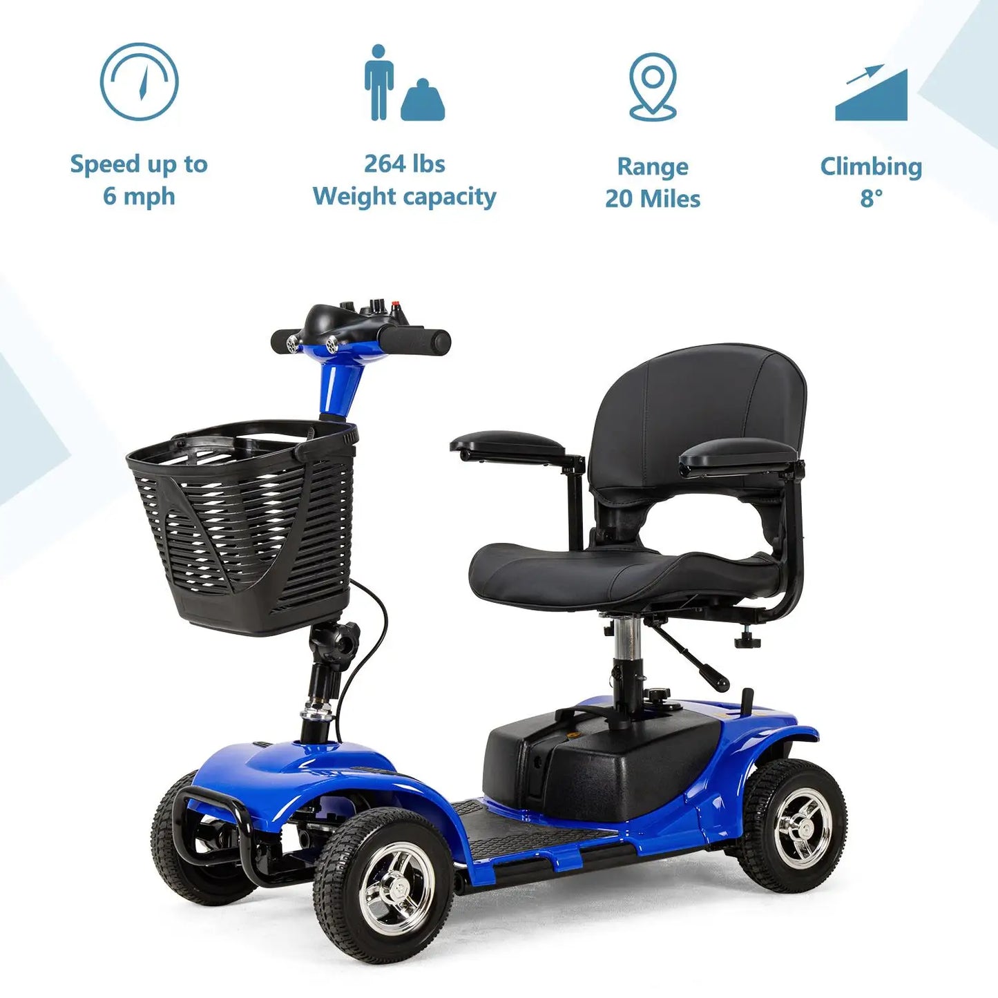 Hign Concerned Collapsible 4 Wheel Mobility Scooter Lights