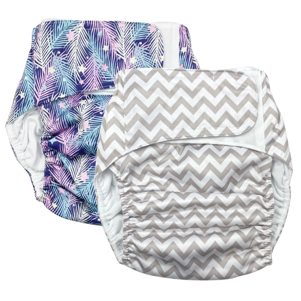 Reusable Adult Diapers, Washable, Elderly Incontinence Underwear Printed Abdl diapers for person with a disability 1 piece
