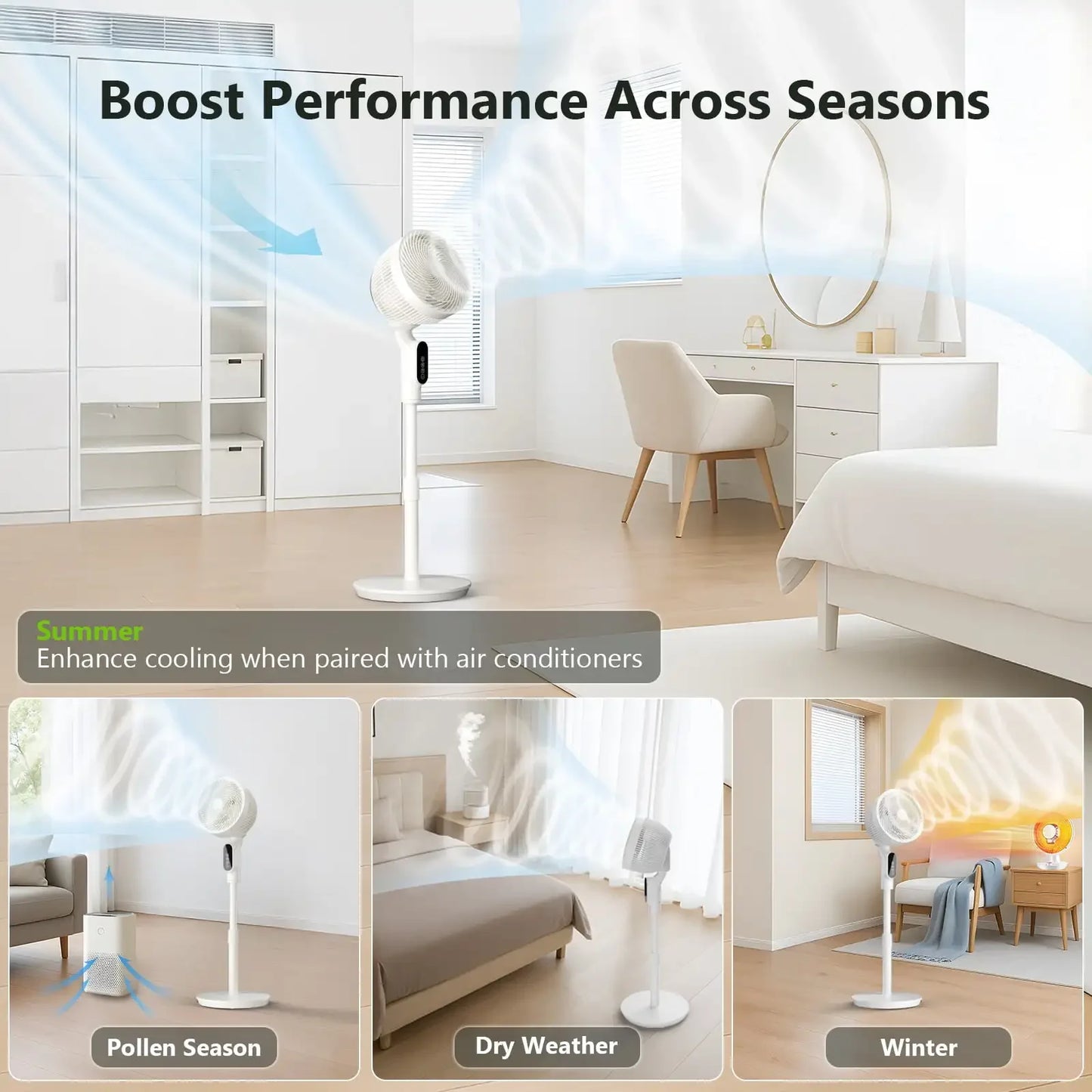 Electric Pedestal Fan 6 Speed Quiet Oscillating Remote