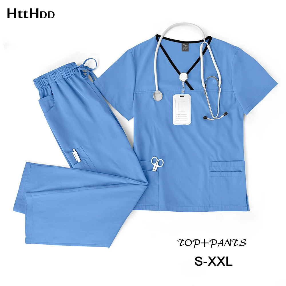 HTTHDDCN Breathable Nursing Uniforms Unisex Beauty Salon Wear