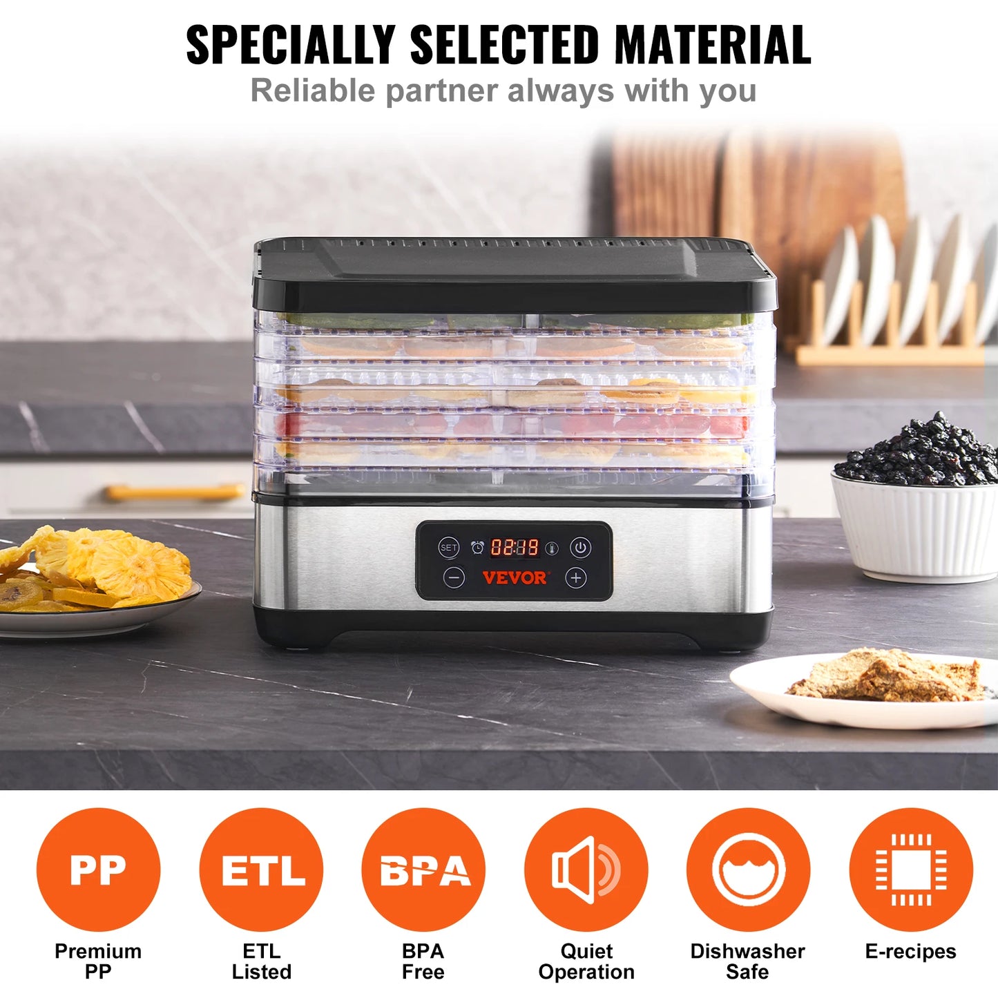 Vevor Electric Food Dehydrator With Digital Timer And Temp