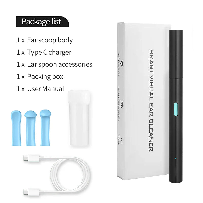 Wireless Smart Visual Ear Cleaner Otoscope Wifi Ear Wax Removal Tool with Camera Ear Endoscope 1080P Kit for IOS Android 4.9mm