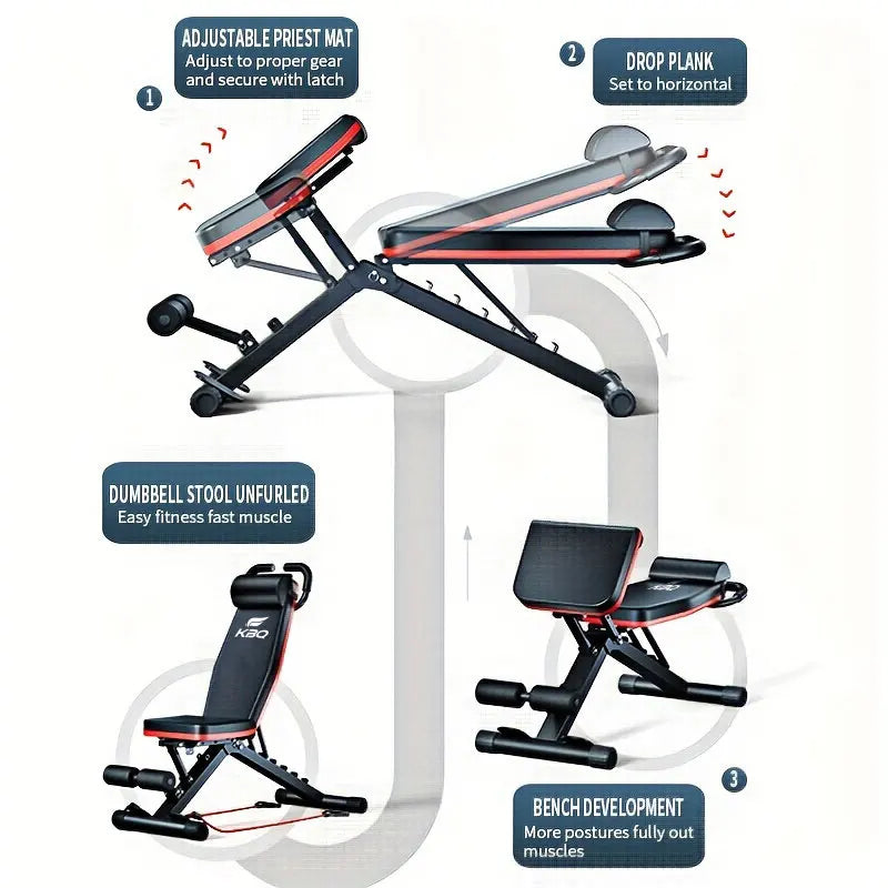 KBQHign Multifunction Folding Fitness Bench With Adjustable Roman Chair