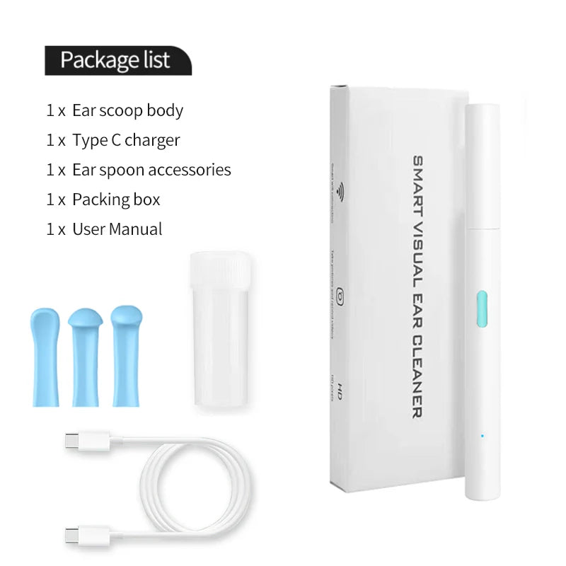 Wireless Smart Visual Ear Cleaner Otoscope Wifi Ear Wax Removal Tool with Camera Ear Endoscope 1080P Kit for IOS Android 4.9mm