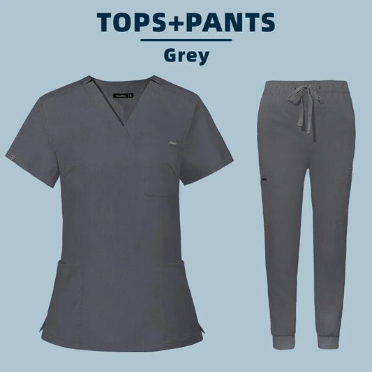 Women Medical Scrub Set Nurse Surgical Workwear Uniform