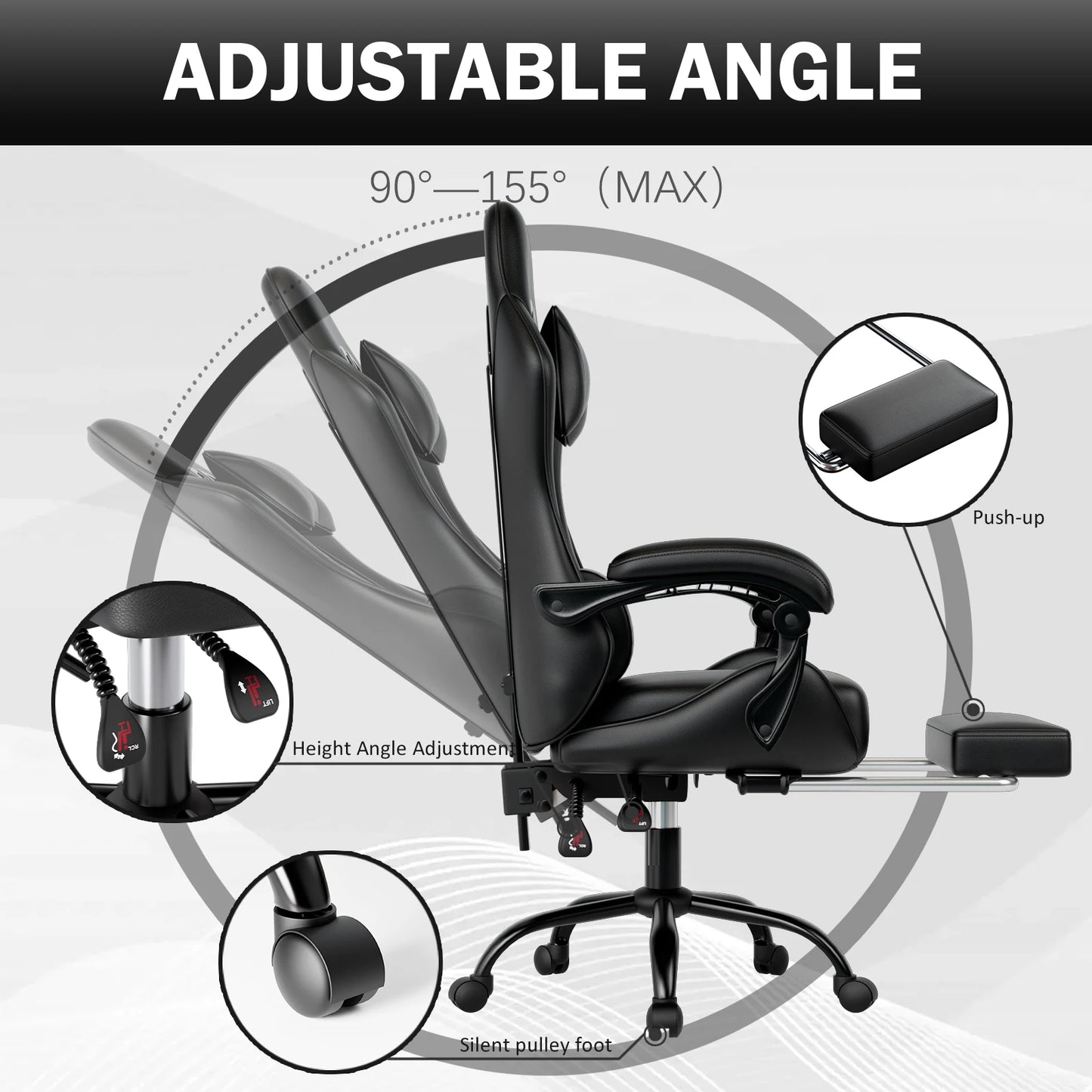 AnYu Furniture Ergonomic Racing Gaming Chair With Footrest