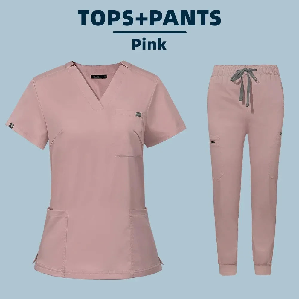 Women Medical Scrub Set Nurse Surgical Workwear Uniform