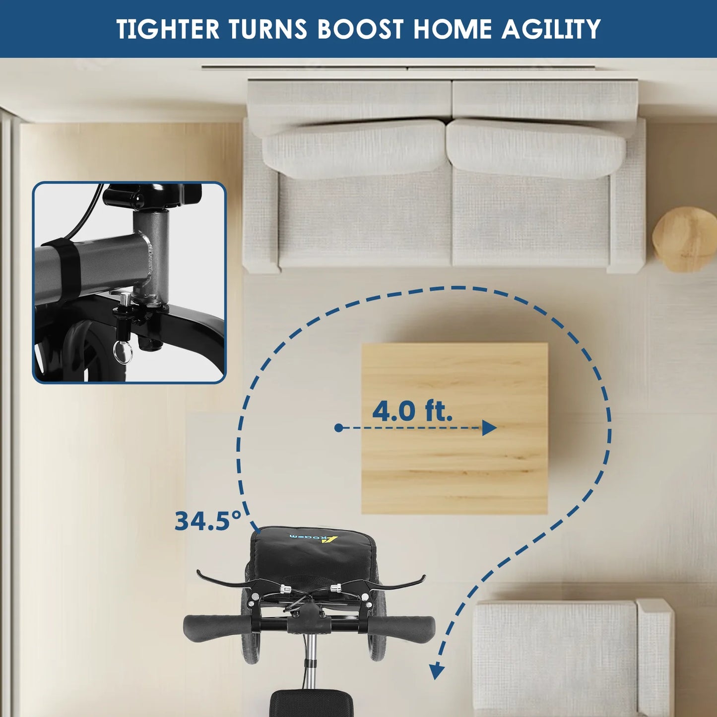 Origin Collapsible Knee Scooter With Basket And Dual Brakes