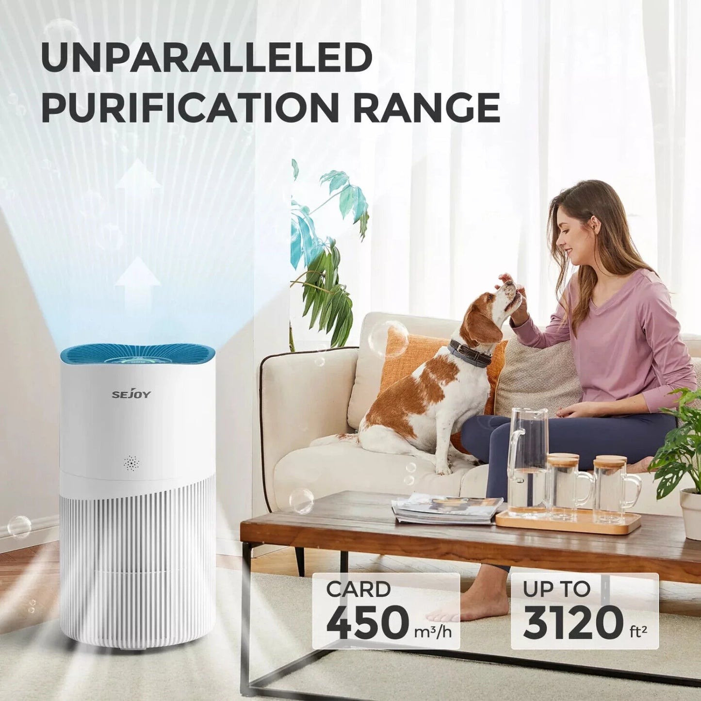 Sejoy HEPA Air Purifier With Real Time Air Quality Monitor