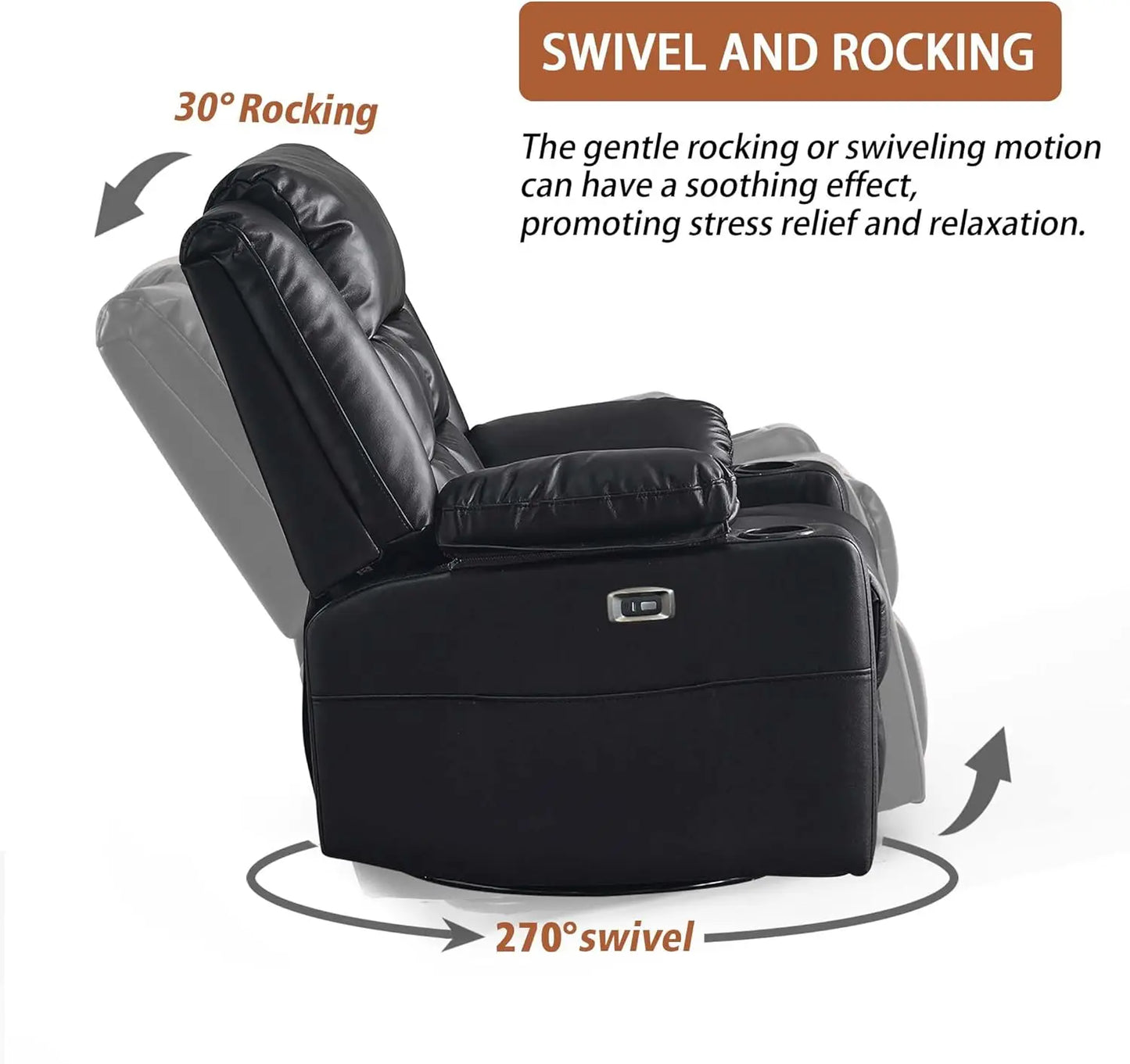 XMSJ Swivel Rocker Recliner Chair With Massage And USB Ports