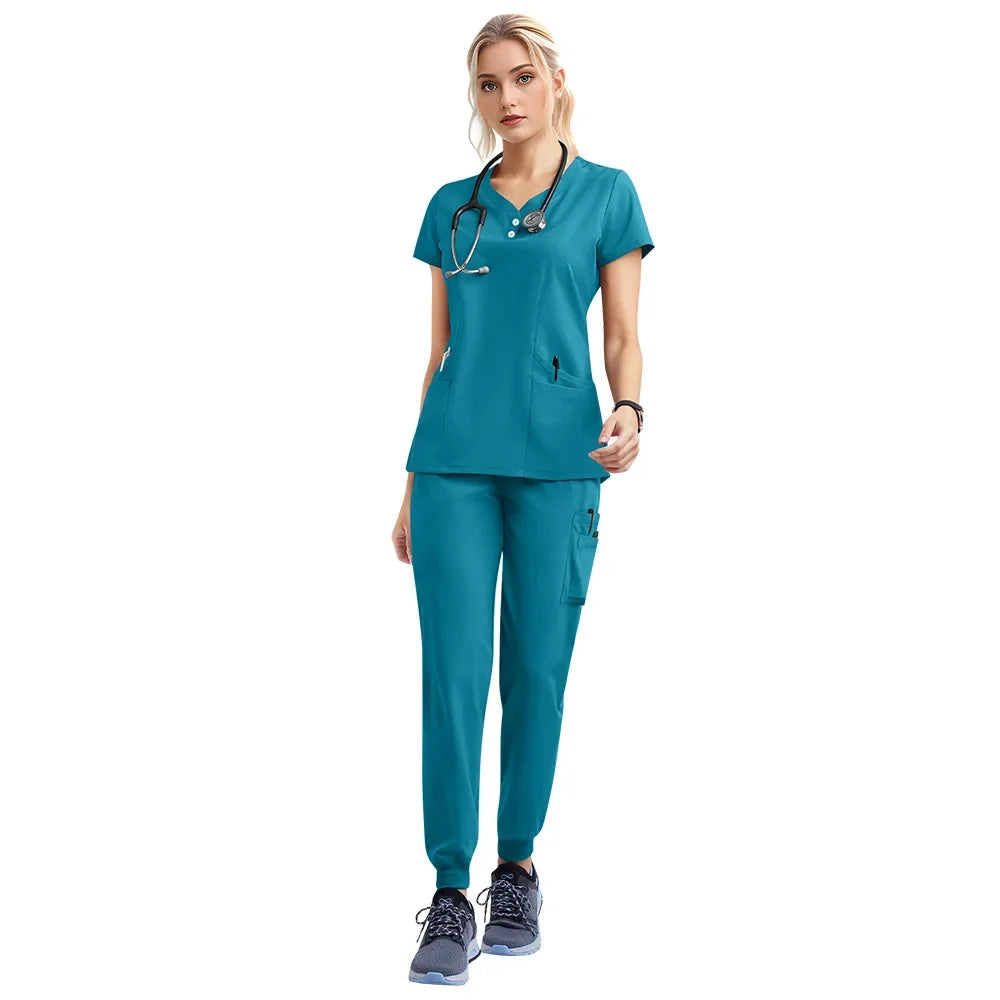 JUPAOPAOCN Nurse Scrubs Set Medical Uniform Women Jogger