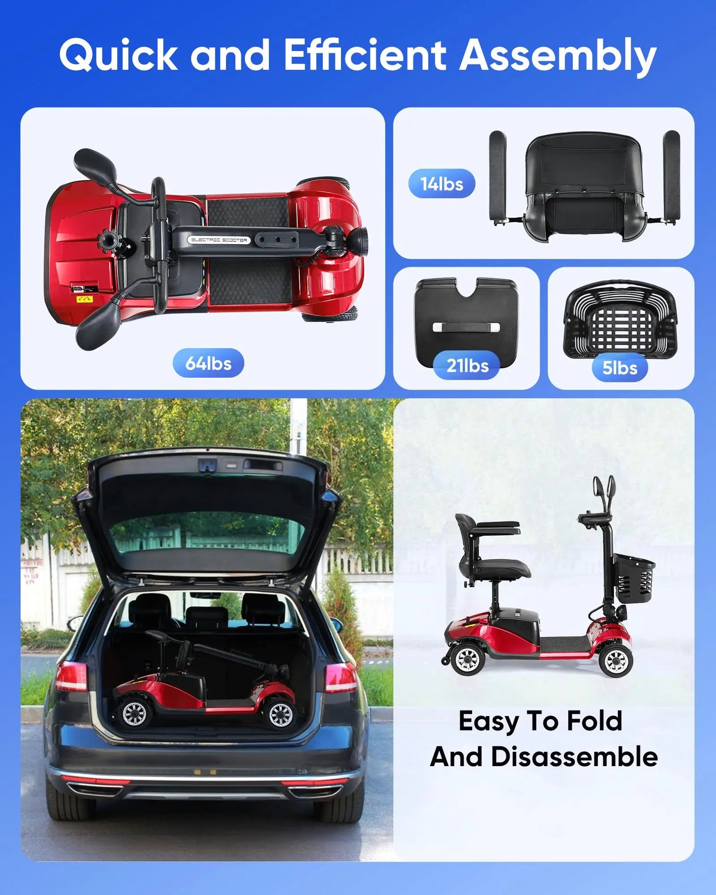 Hign Concerned Foldable Electric Mobility Scooter Basket
