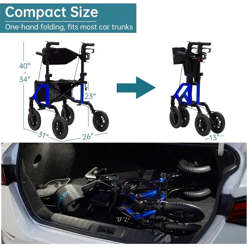 Empowering All-Terrain Rollator Walker with Non-Pneumatic Wheels