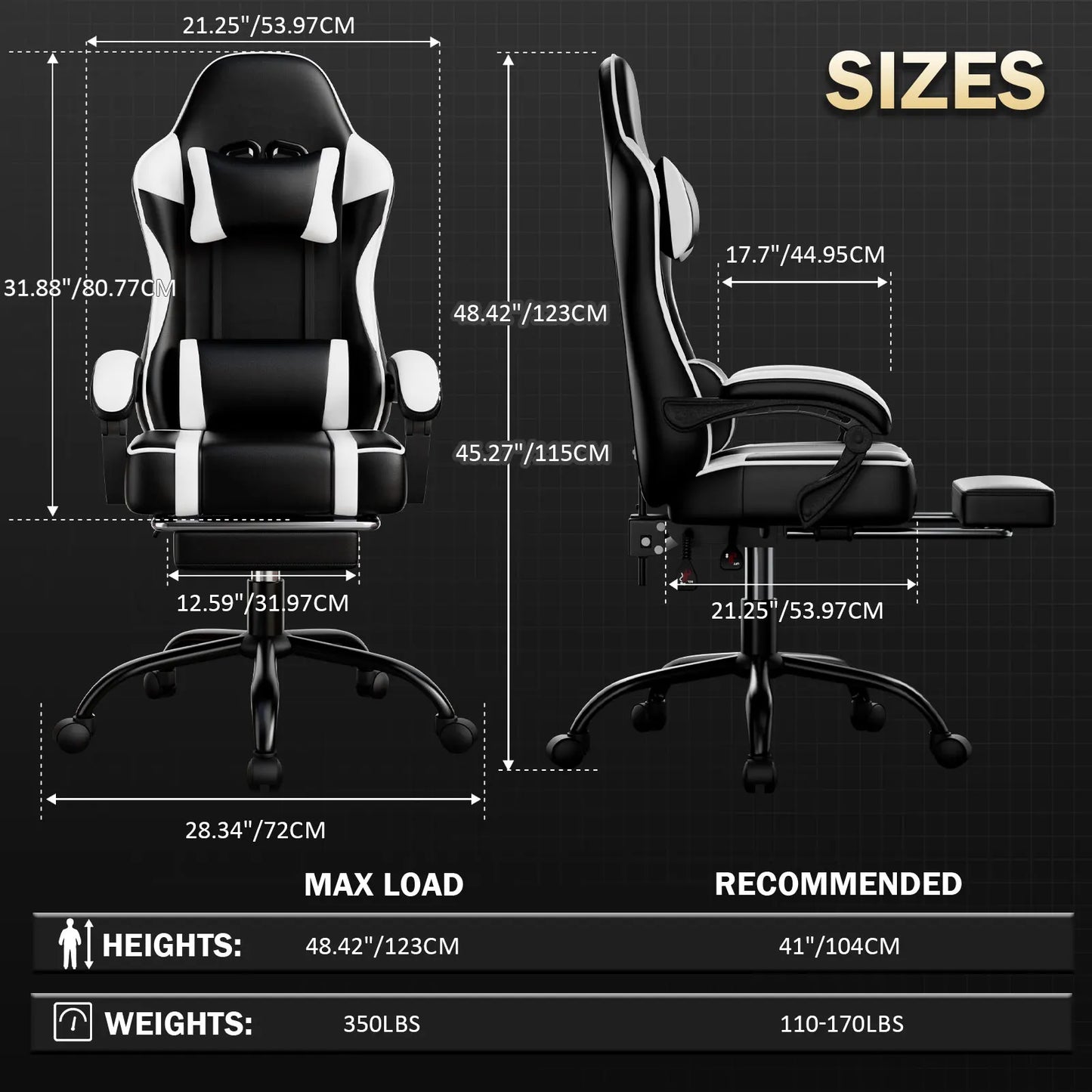 AnYu Furniture Ergonomic Gaming Chair With Massager