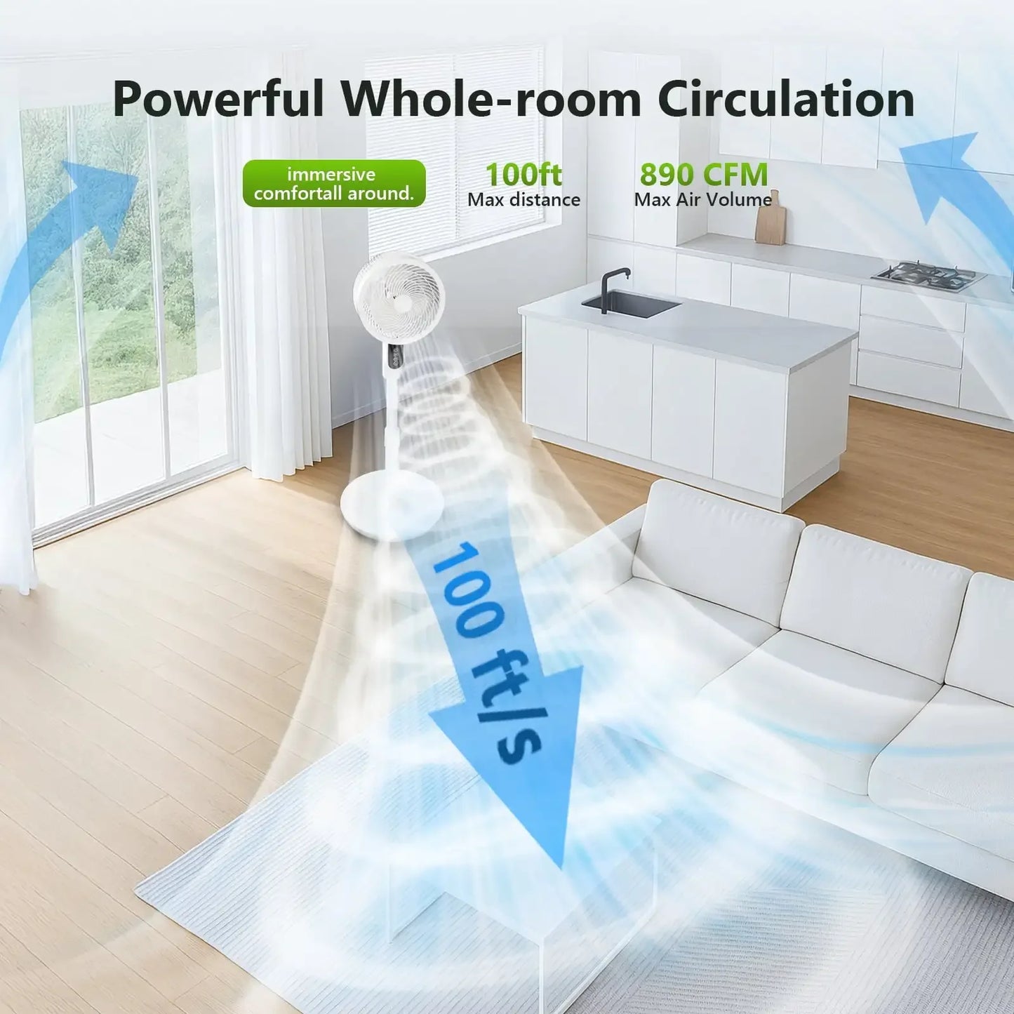 Electric Pedestal Fan 6 Speed Quiet Oscillating Remote