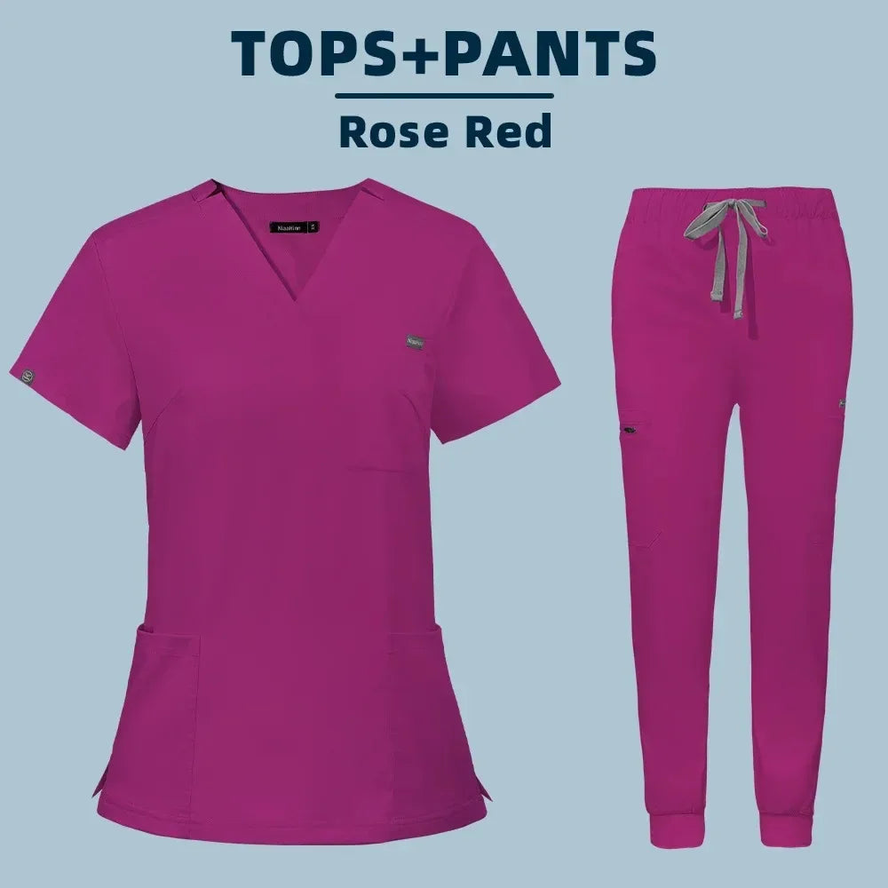 Women Medical Scrub Set Nurse Surgical Workwear Uniform
