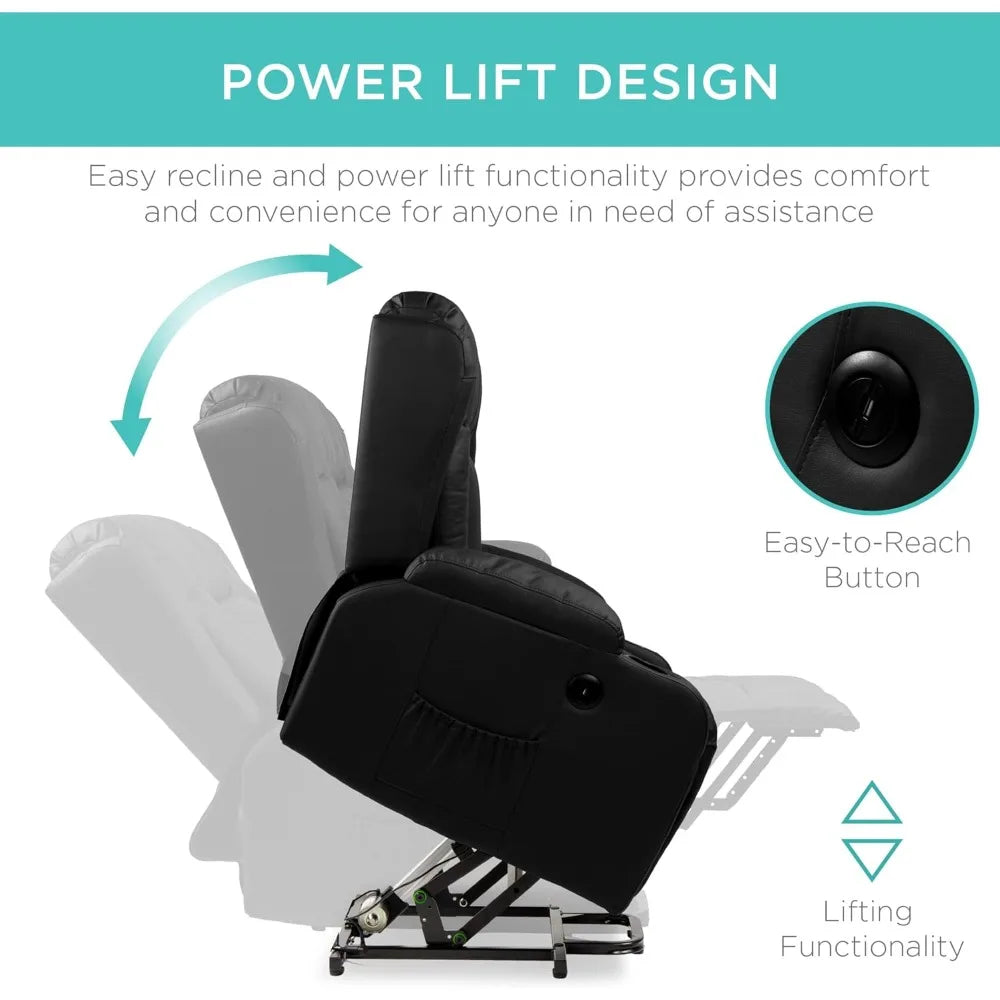 PU Leather Power Lift Recliner Chair With Massage USB Port