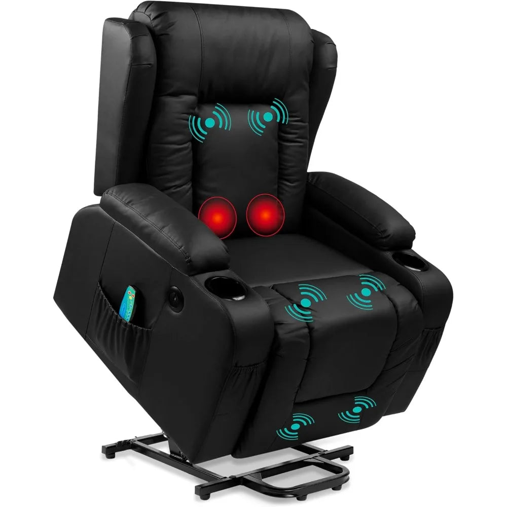 PU Leather Power Lift Recliner Chair With Massage USB Port